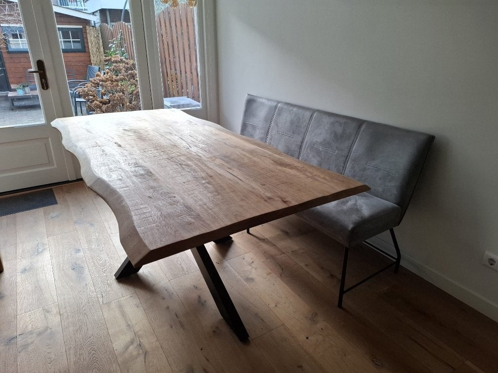 Eettafel en zitbankje, Huis en Inrichting, Ophalen, Overige materialen, 200 cm of meer, 50 tot 100 cm