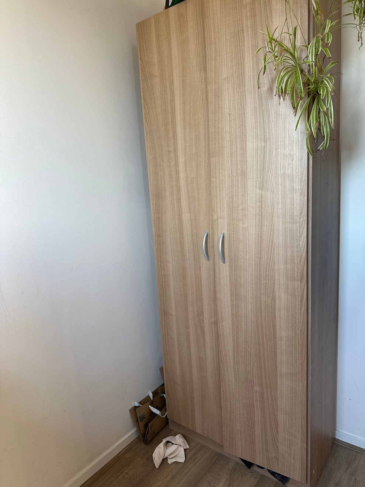 Houten kledingkast met twee deuren, Ophalen, Gebruikt, 200 cm of meer, 50 tot 100 cm