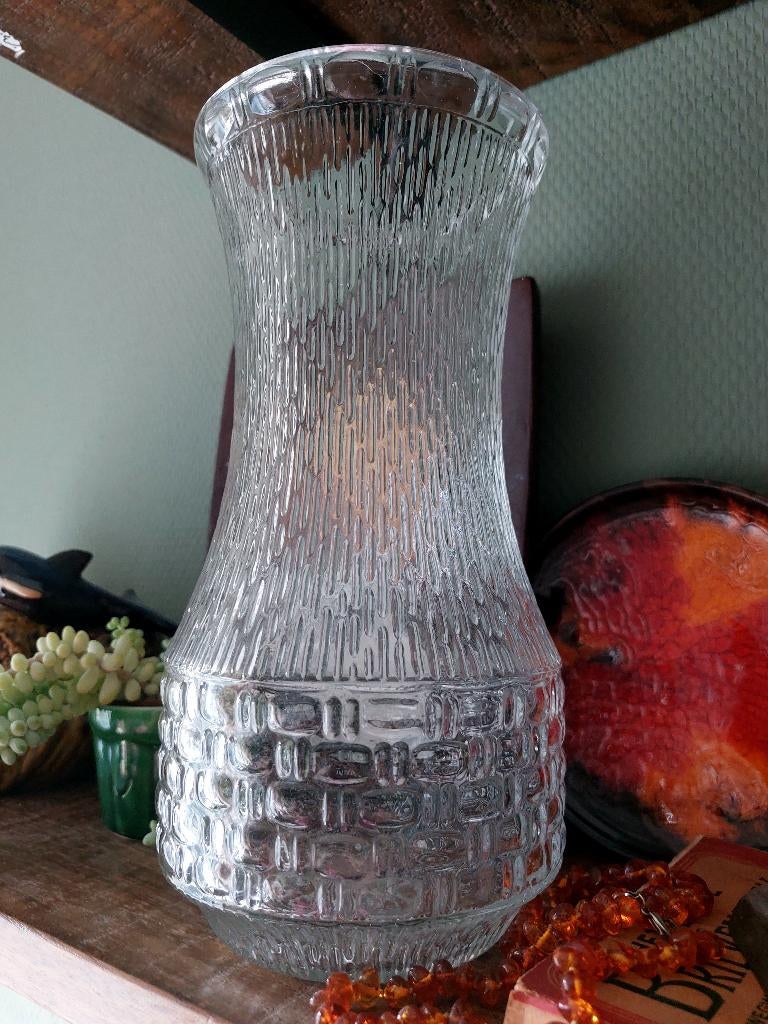 Schitterende vintage glazen vaas jaren 60 MCM, Antiek en Kunst, Antiek | Vazen, Ophalen of Verzenden