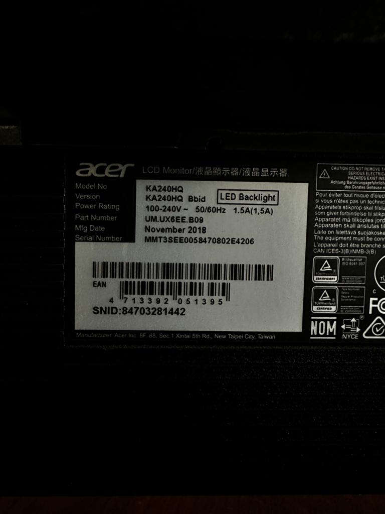 Acer KA240HQ 23.6 inch Full HD Monitor, Computers en Software, Monitoren, Gebruikt, HDMI, Full HD, Ophalen of Verzenden