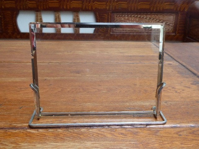 Art deco fotohouder, metaal en glas (1)