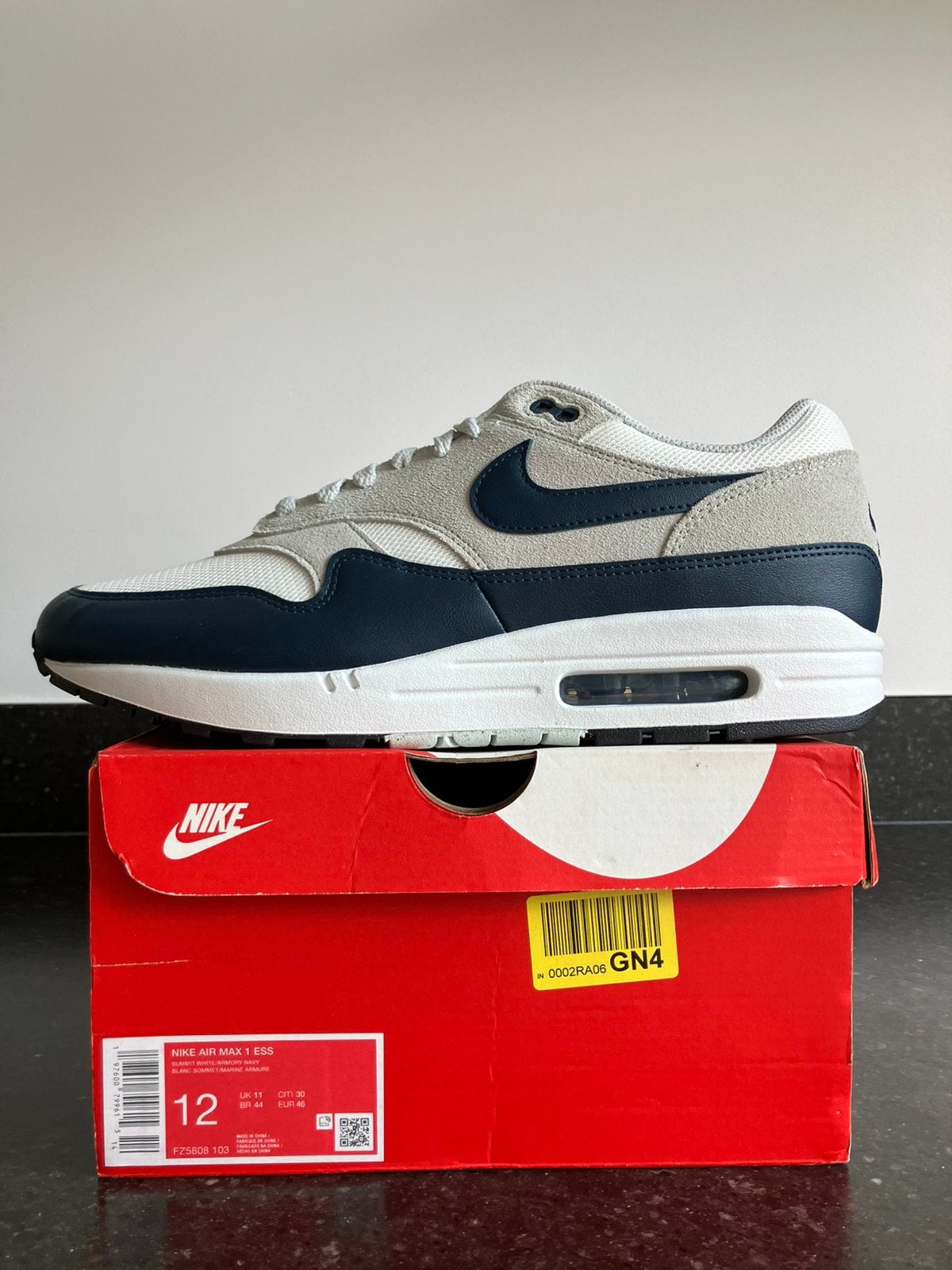 Nike Air Max 1 Summit White Armory Navy maat 46 //NIEUW, Blauw, Nieuw, Ophalen of Verzenden, Sneakers of Gympen