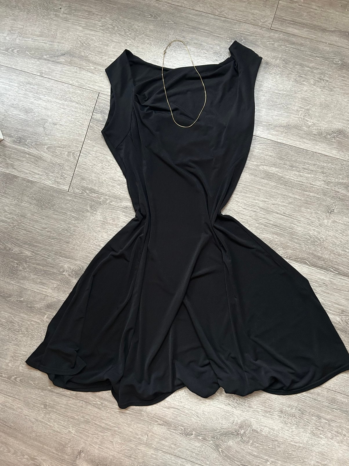 Vintage Dass & Co Paris zwarte lange jurk – Made in France, Kleding | Dames, Ophalen of Verzenden, Zo goed als nieuw, Zwart, Onder de knie