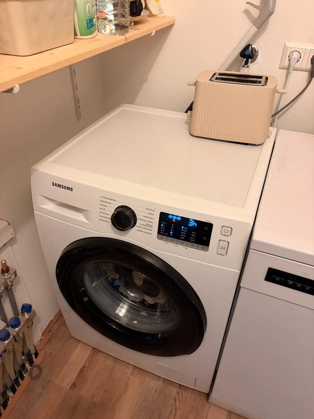Samsung WW90TA049AE EcoBubble, Witgoed en Apparatuur, Ophalen, Zo goed als nieuw, 1200 tot 1600 toeren, 85 tot 90 cm