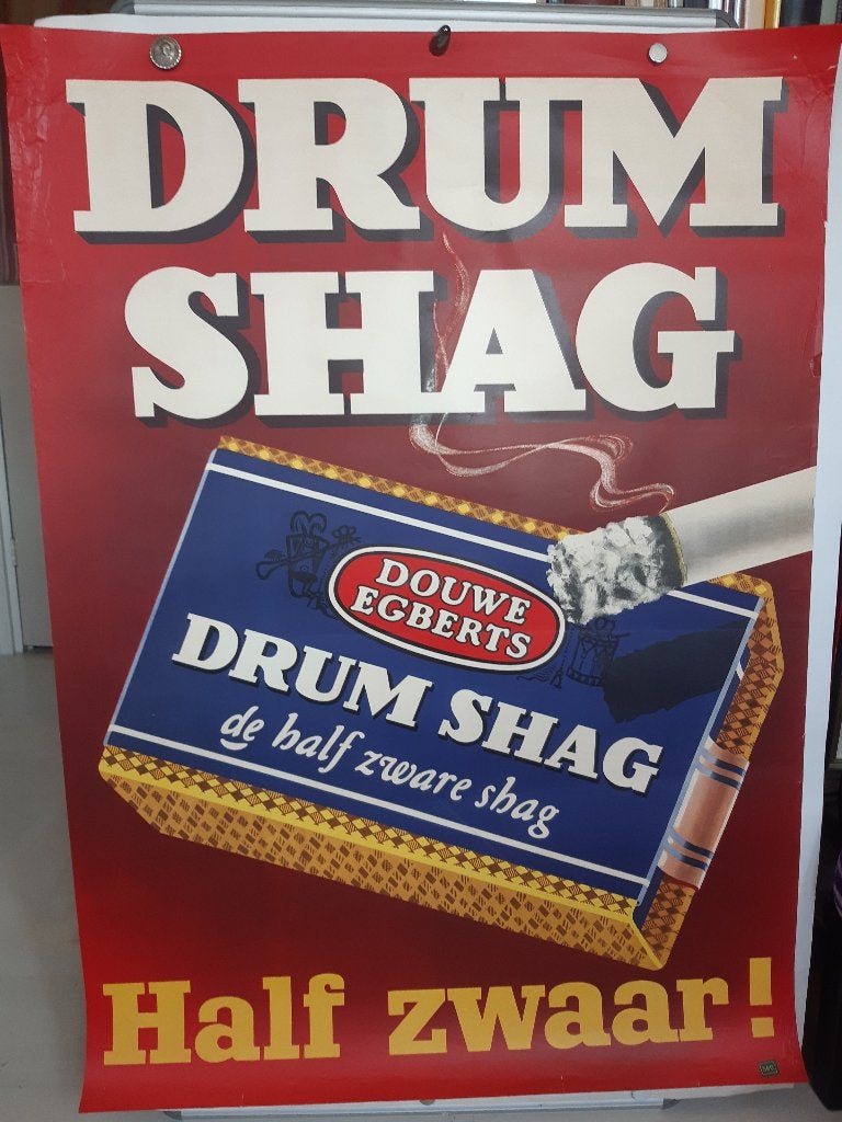 Originele poster Douwe Egberts Drum Shag, Verzenden, Reclamebord