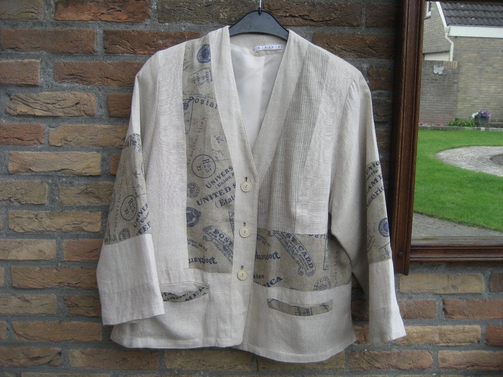 linnen dames zomerjas 42-44, Ophalen, Zo goed als nieuw, Maat 42/44 (L), Beige