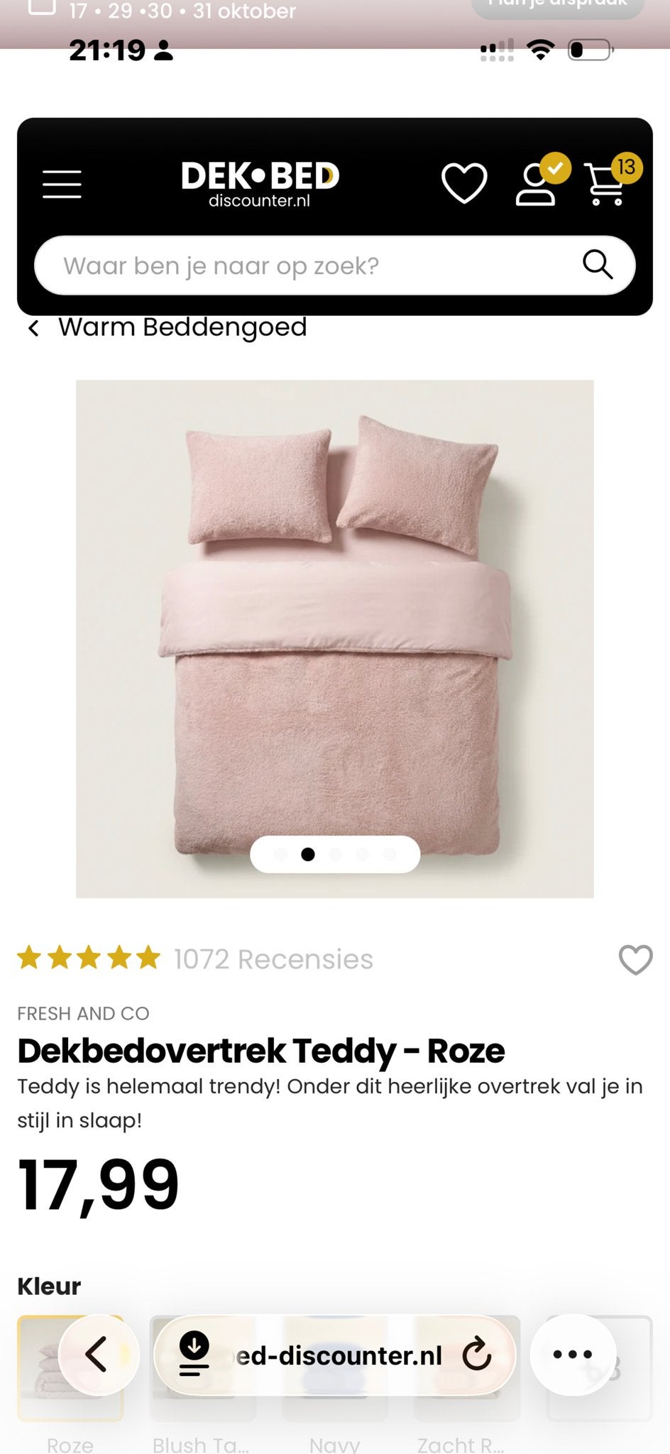 1 pers Dekbedovertrek Teddy - Roze VOLLEDIG NIEUW, Dekbedovertrek, Ophalen of Verzenden, Overige merken, Wasbaar