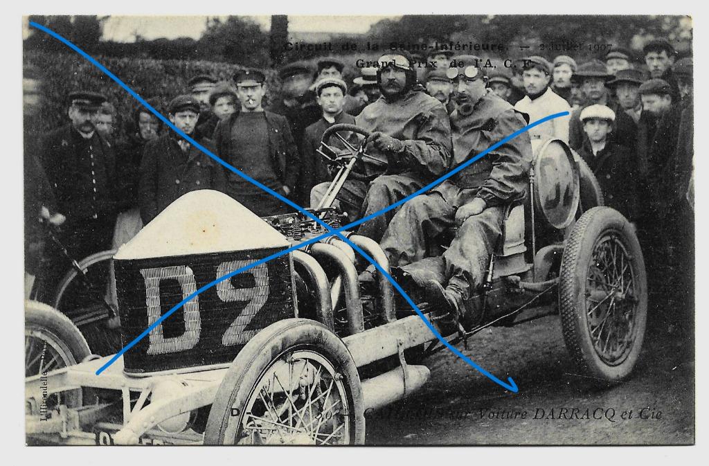 Darracq D2 autosport 1907 auto circuit wedstrijd race, Verzenden, Voor 1920, Ongelopen, Voertuig
