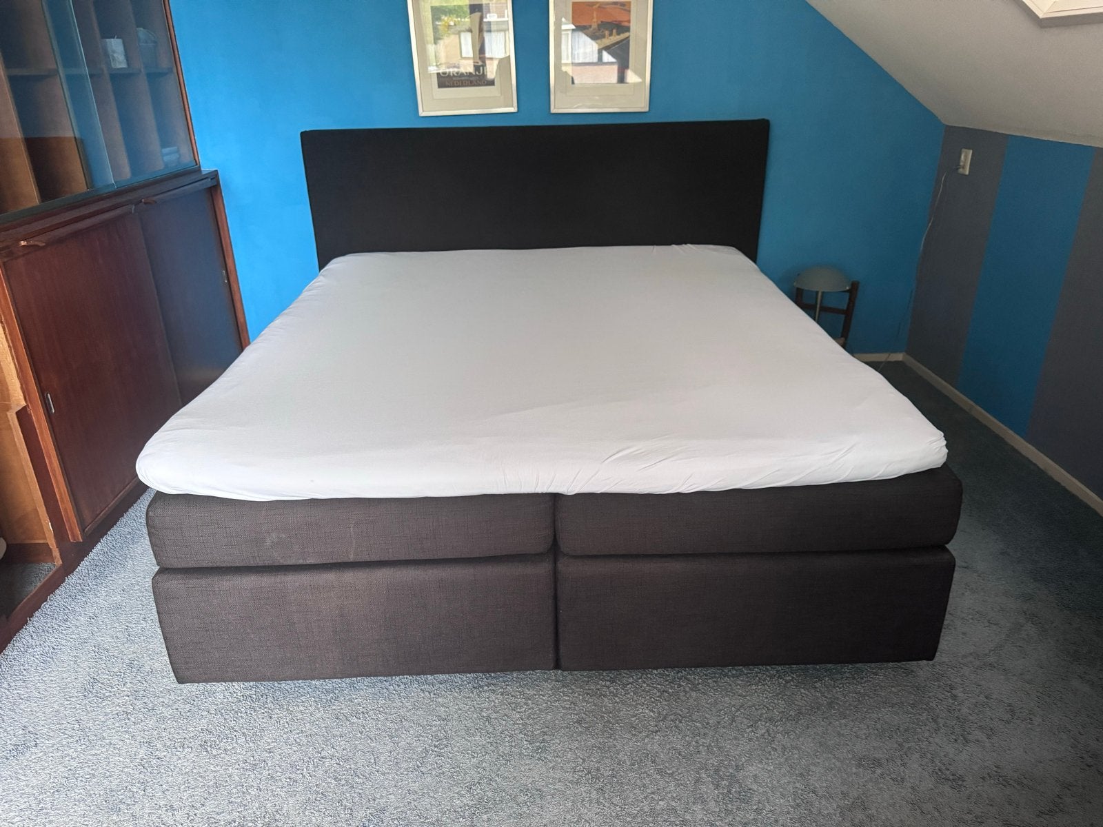 Kreamat Boxspring 180x210 met hoofdbord, Ophalen, Gebruikt, 210 cm, Tweepersoons
