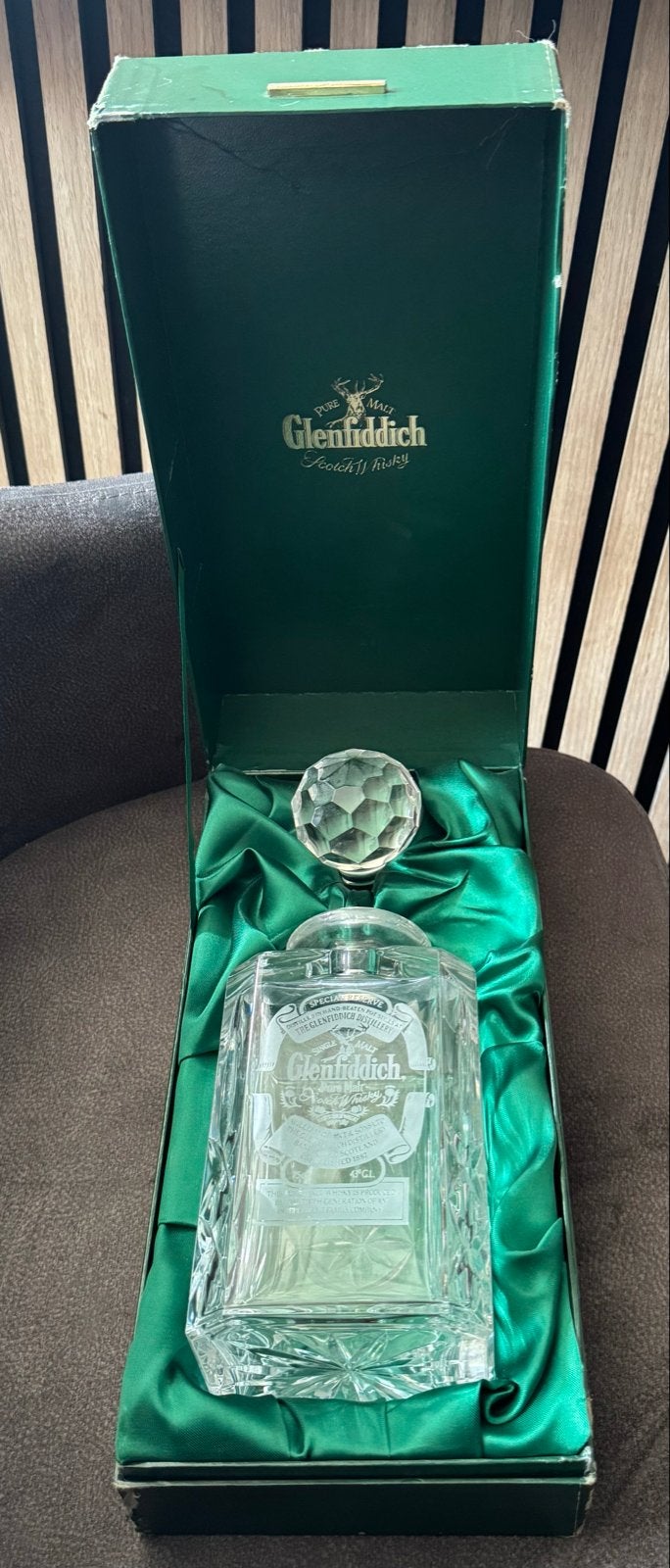 Glenfiddich Kristallen Karaf met Doos - Pure Malt Scotch, Ophalen of Verzenden