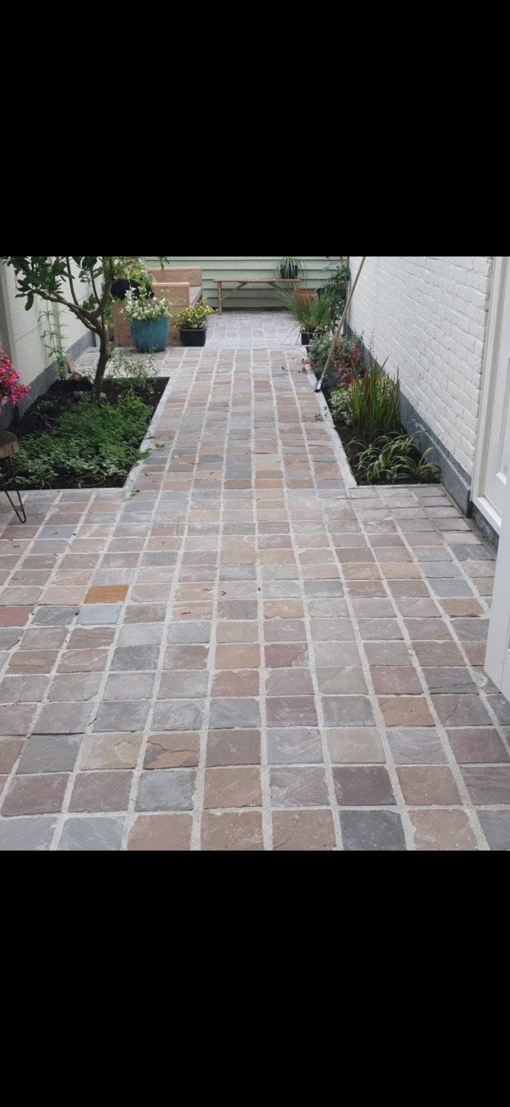 Natuursteen tuintegels ca. 4m2 - kandla multicolor 14x14cm, Ophalen, Natuursteen, Terrastegels
