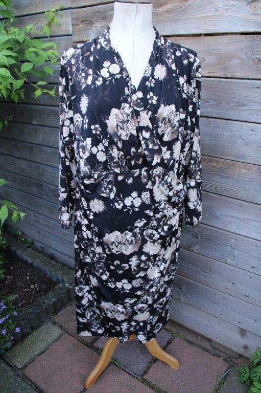 Overslagjurk zwart/ beige Steilmann mt 48 Vaste prijs, Kleding | Dames, Zwart, Maat 46/48 (XL) of groter, Ophalen of Verzenden