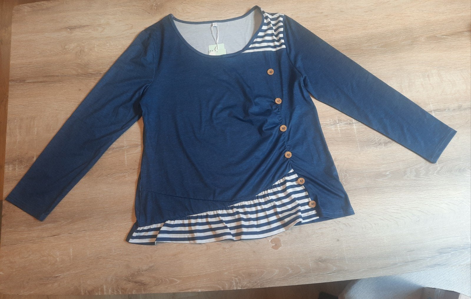 Nieuwe blauwe gestreepte top met lange mouwen, maat L, Blauw, Maat 42/44 (L), Nieuw, Ophalen of Verzenden