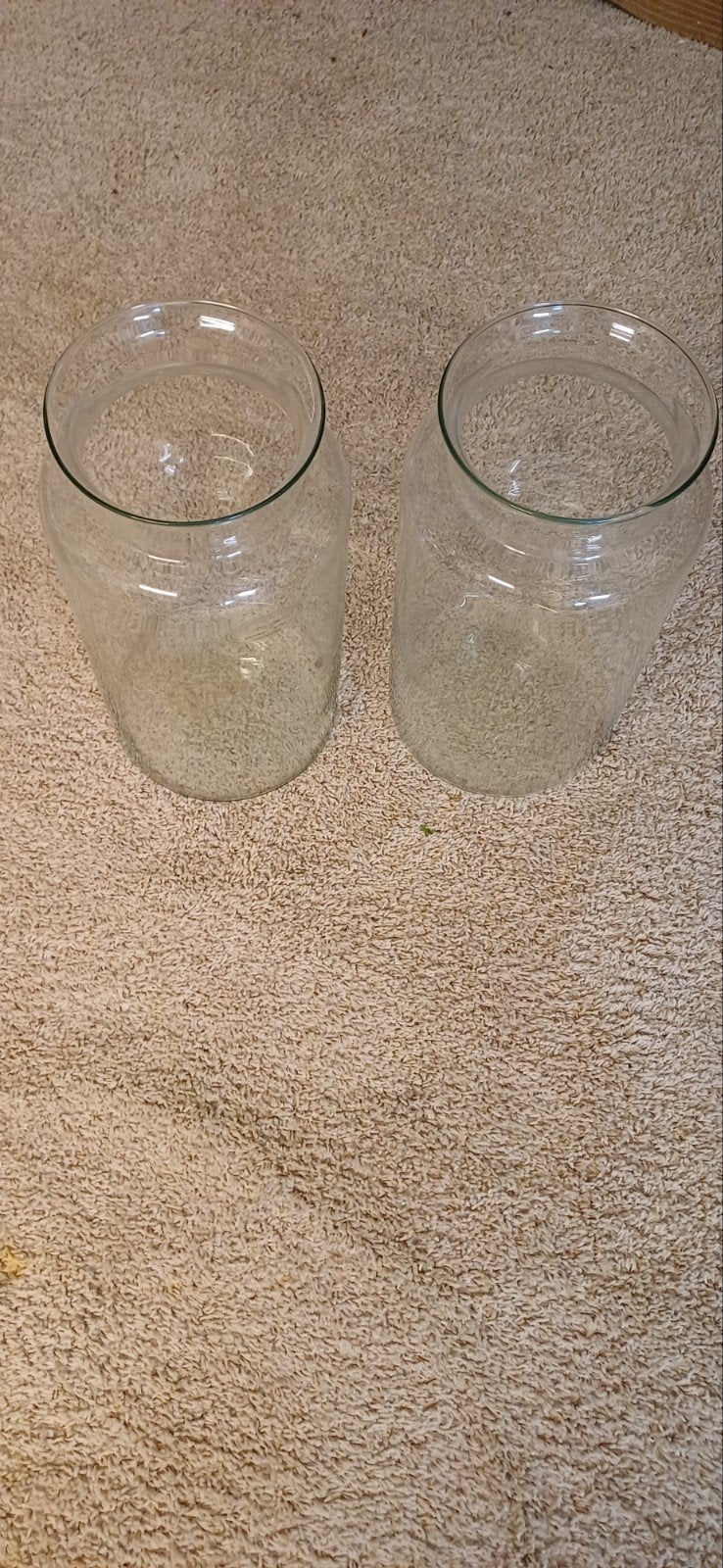2 Grote Glazen Vazen - 35 cm hoog, 15 cm doorsnee, Huis en Inrichting, Ophalen of Verzenden, Gebruikt, Transparant, Glas