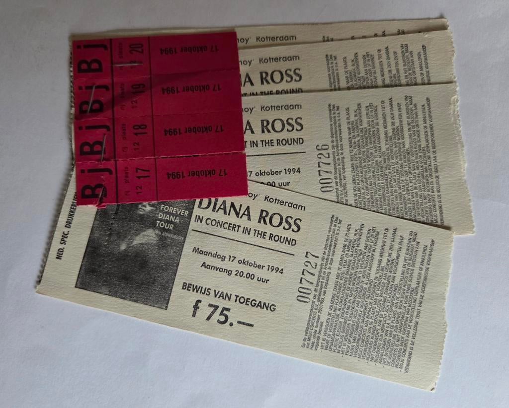4 x concert kaartjes van Diana Ross uit 1994 in Ahoy, Tickets en Kaartjes, Twee personen