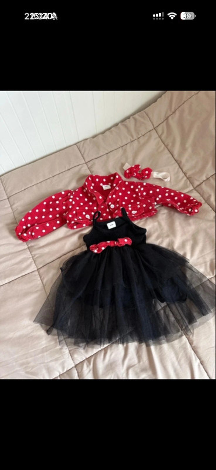Minnie Mouse jurkje met bolero en haarband 6-9 maanden, Ophalen, Zo goed als nieuw, Meisje