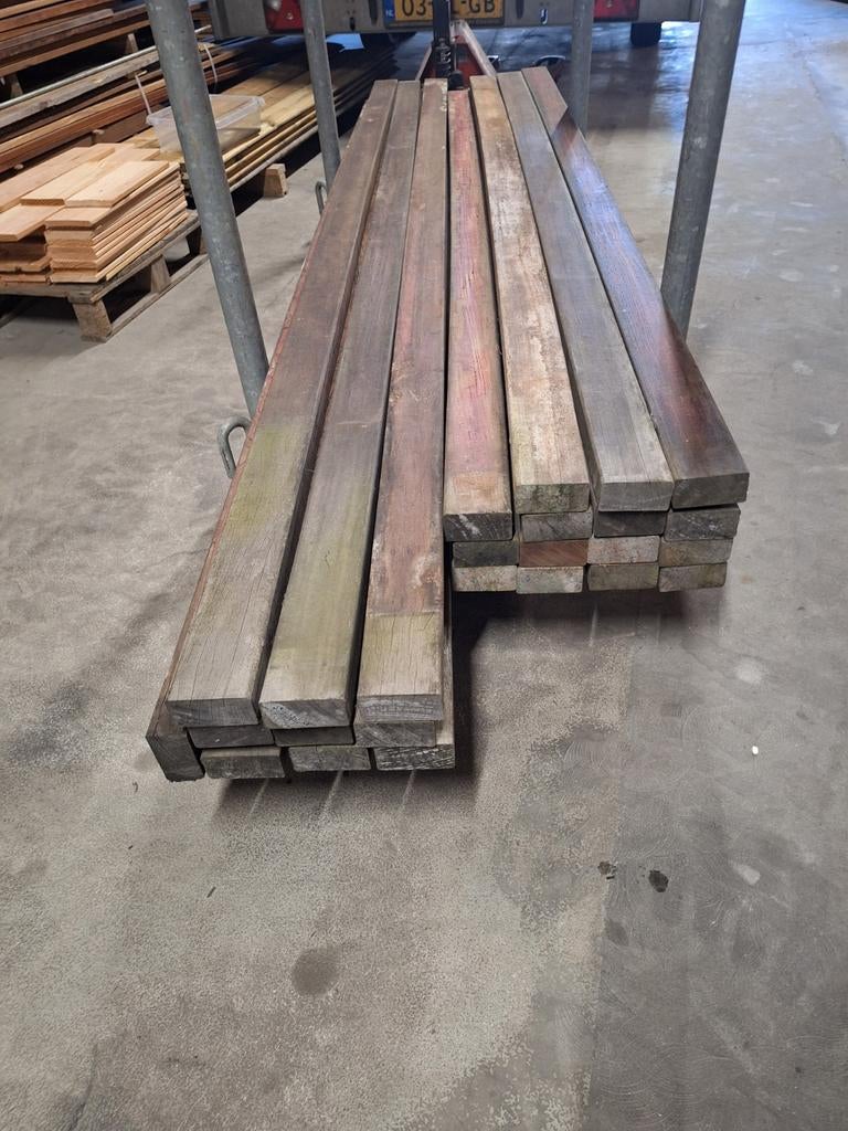 Hardhout balken 85x40 mm geschaafd, Ophalen, Zo goed als nieuw, Hardhout, 250 cm of meer