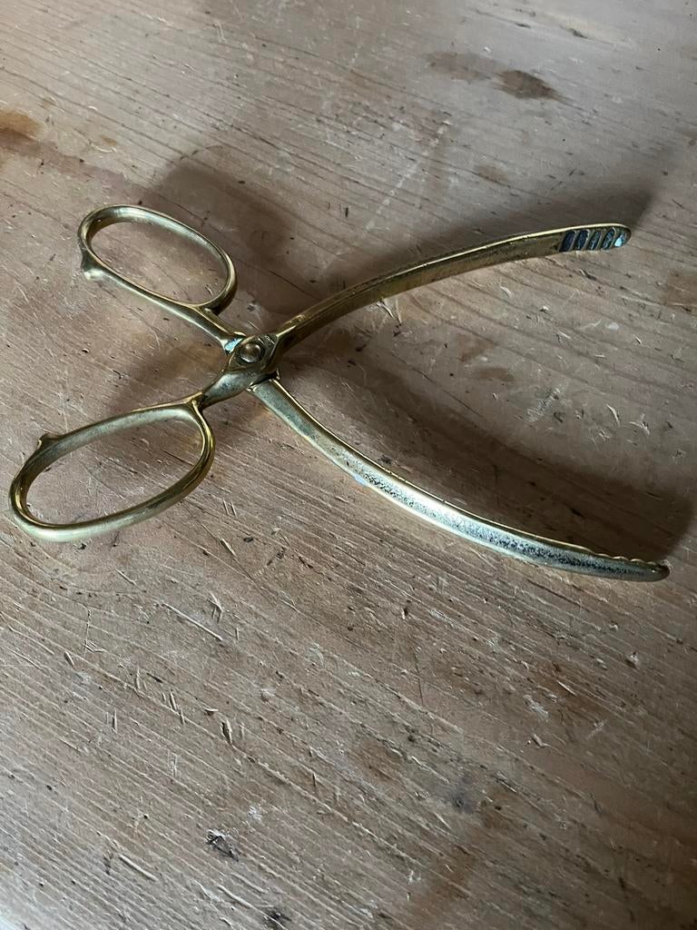 Antiek koperen haardtang. Openhaard tang. Kolen tang, Antiek en Kunst, Antiek | Koper en Brons, Ophalen of Verzenden