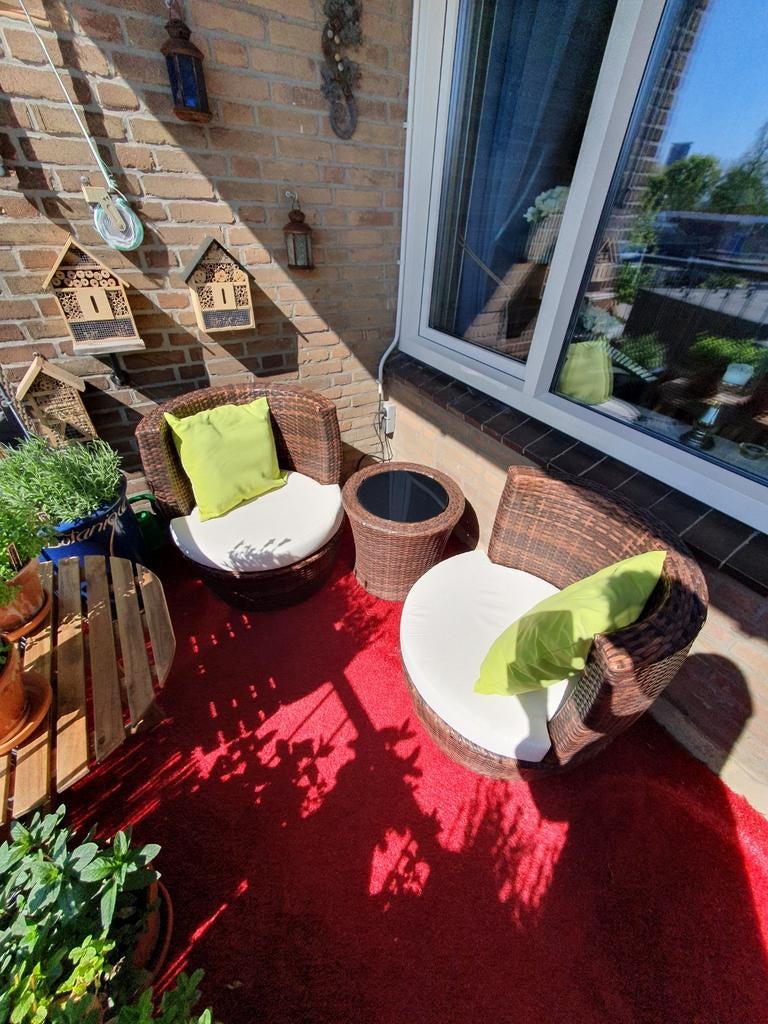Balkonzitje met kussens en tafeltje, Ophalen, Kunststof, Minder dan 30 cm, Balkon