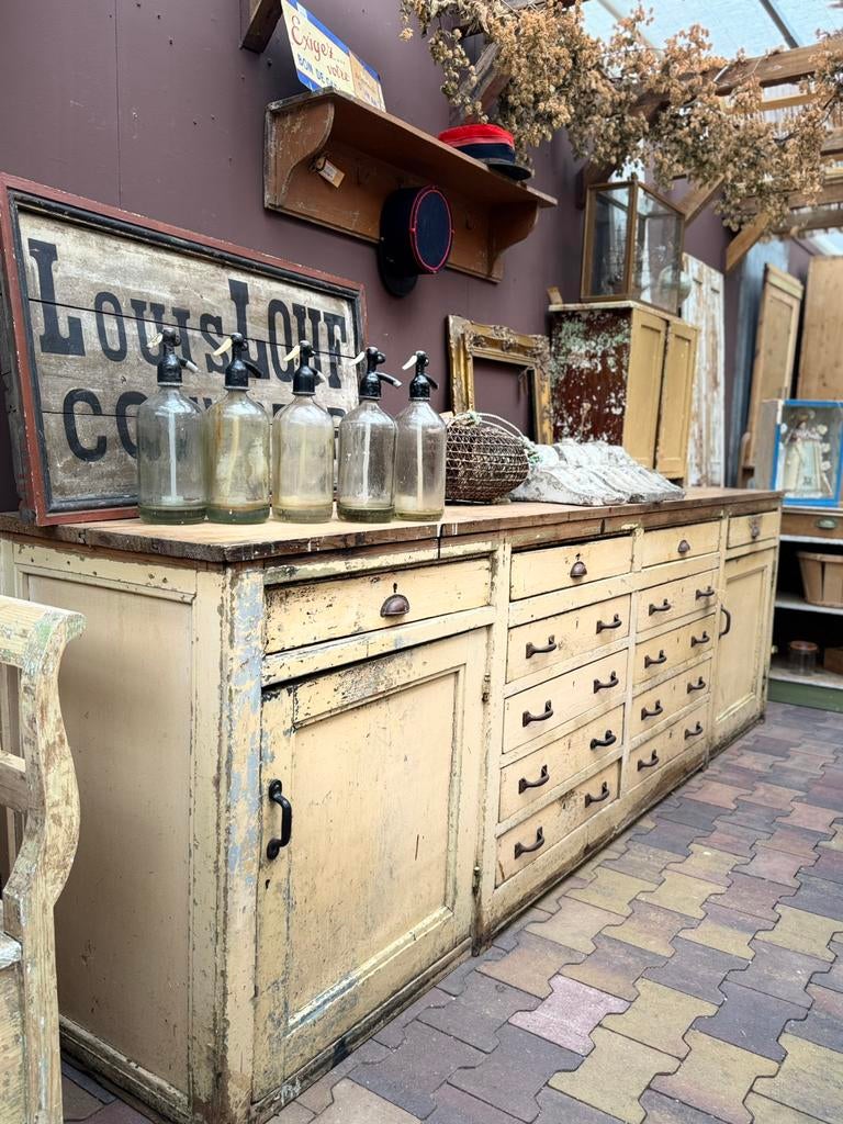 Robuust, werkkast, dressoir, jaren’30,keuken-element,winkel, Huis en Inrichting, Kasten | Dressoirs, Ophalen, Gebruikt, Stoer