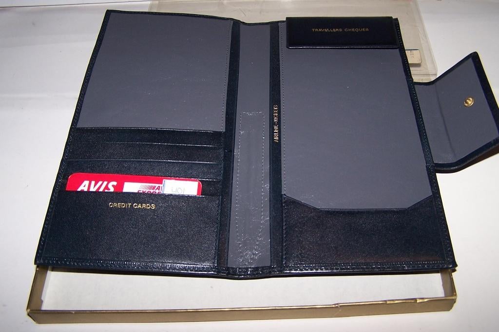 Luxe leren reisportefeuille v. cheques, creditcards, etc. Nw, Ophalen of Verzenden, Nieuw, Zwart, Leer