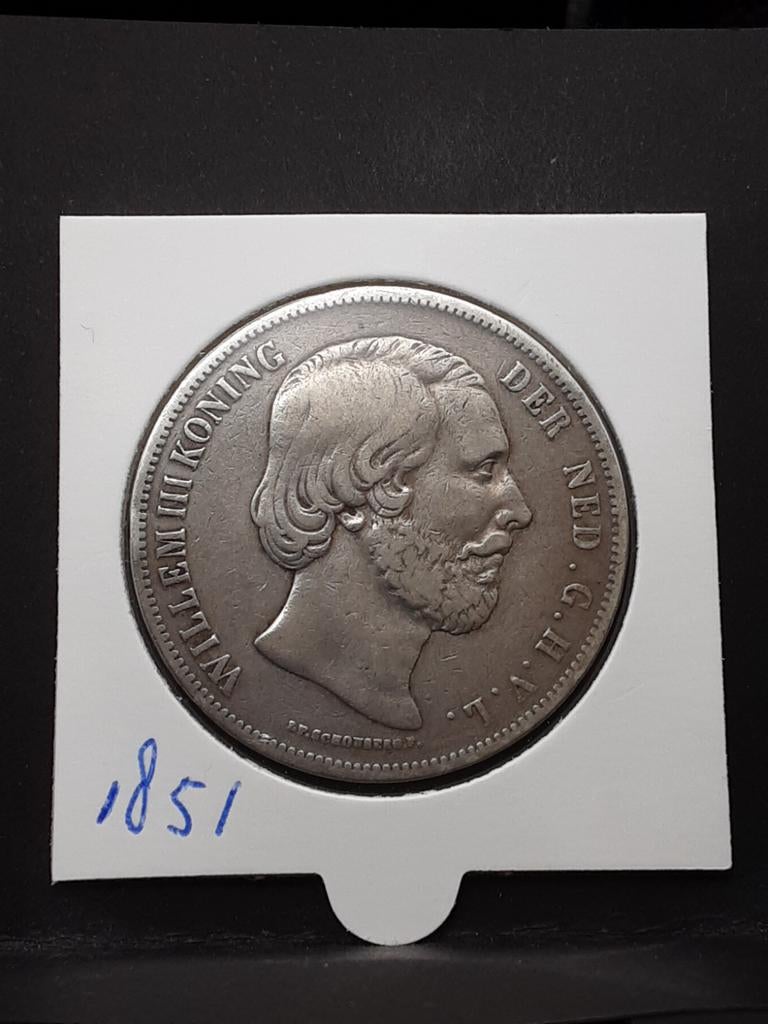 Rijksdaalder 1851 koning Willem III, Koning Willem III, Zilver, Ophalen of Verzenden, Losse munt