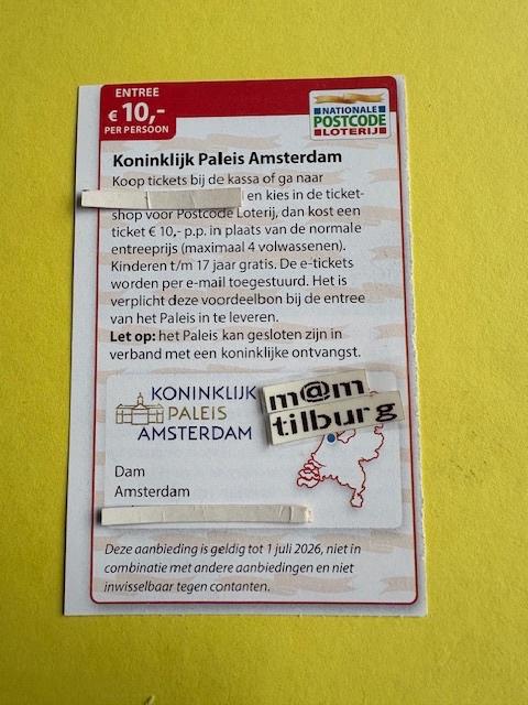 Koninklijk Paleis Amsterdam entree €10,-, Drie personen of meer, Kortingsbon, Overige typen