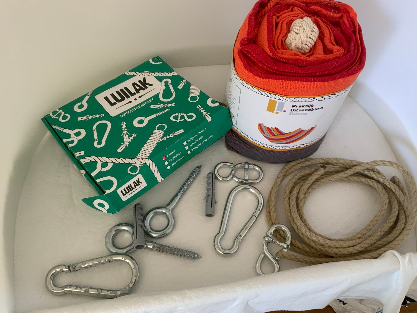 LuiLak hangmat met bevestigingsset - nieuw, Tuin en Terras, Ophalen, Nieuw, Eenpersoons, Binnen