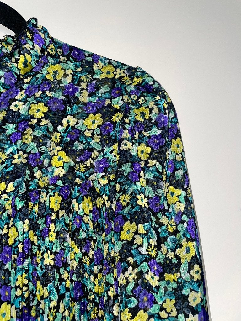 ZARA dames bloemen flower pliche plooien jurk dress mt M, Maat 38/40 (M), Zara, Ophalen of Verzenden, Zo goed als nieuw