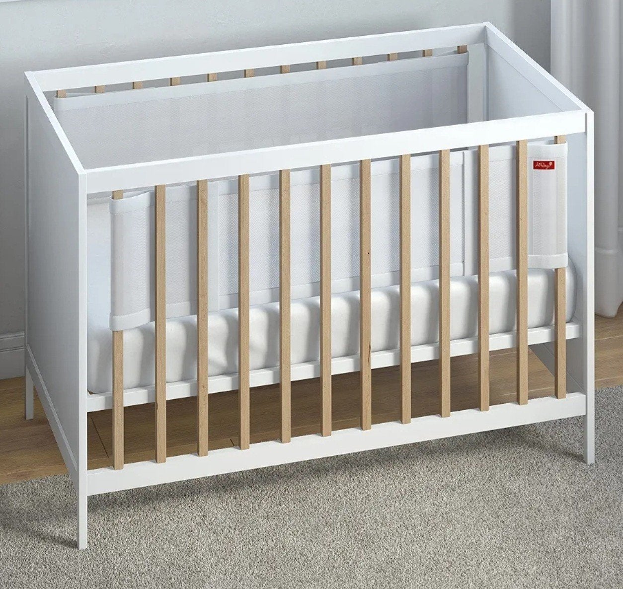 Ademende bedomrander voor babybedje - Wit en zachte mesh, Overige merken, Jongetje of Meisje, Ademend, Ophalen of Verzenden