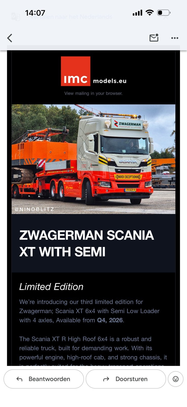 Imc 1:50  Zwagerman, Ophalen of Verzenden, Nieuw, Bus of Vrachtwagen, Overige merken
