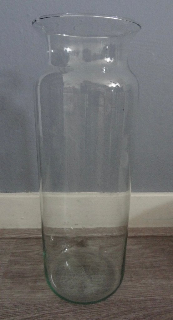 Mooie hoge vaas met ronde rand, Ophalen of Verzenden, Zo goed als nieuw, Glas, 23 cm