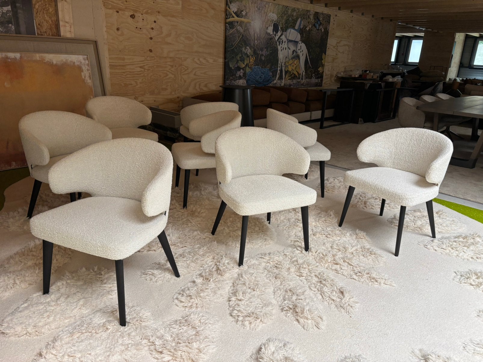 Minotti Aston Dining Chairs Boucle stof cat G NP € 2.580,-, Minotti, 9723 CA, Nieuw, Ophalen of Verzenden