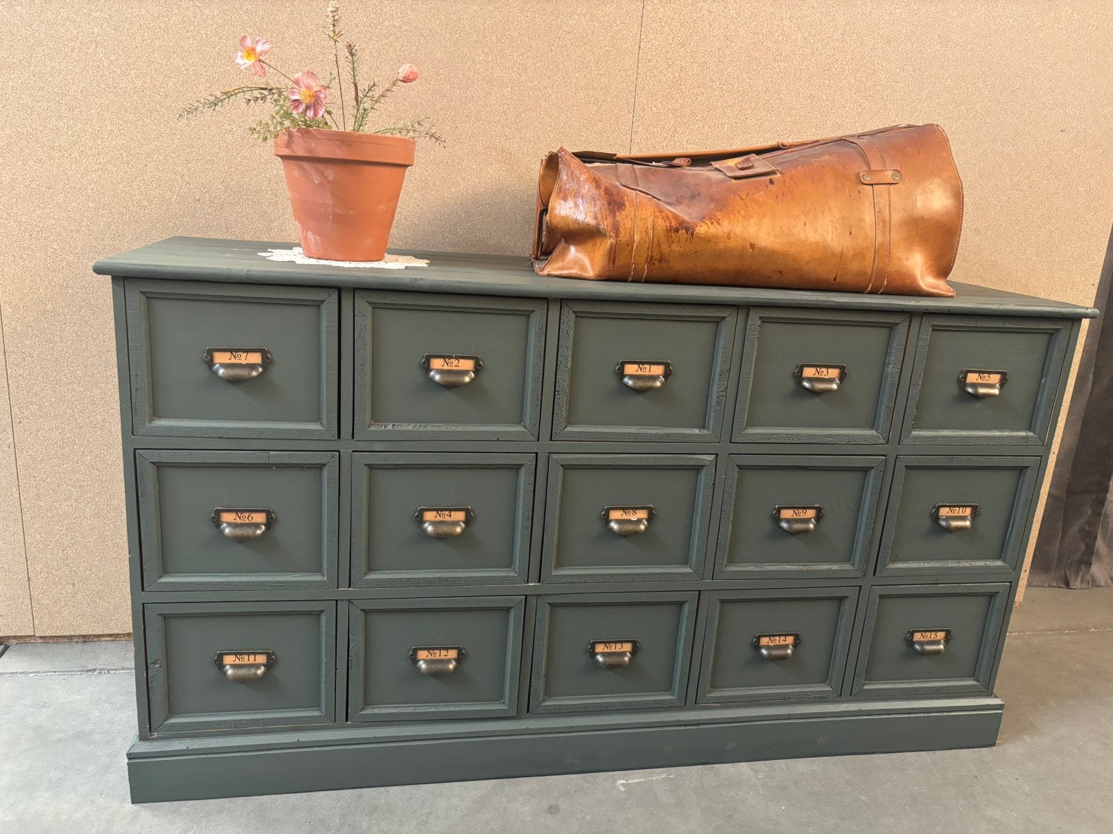 Brocante ladekast / apothekerskast, Huis en Inrichting, Kasten | Ladekasten, Studio Larilo, 100 tot 150 cm, 5 laden of meer, Zo goed als nieuw