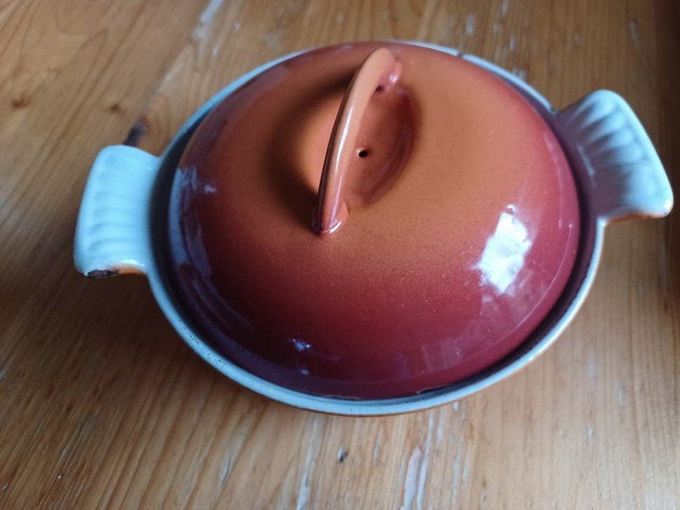 Vintage Holland emaille braadpan pompoen kleur  Oranje Bruin, Ophalen of Verzenden