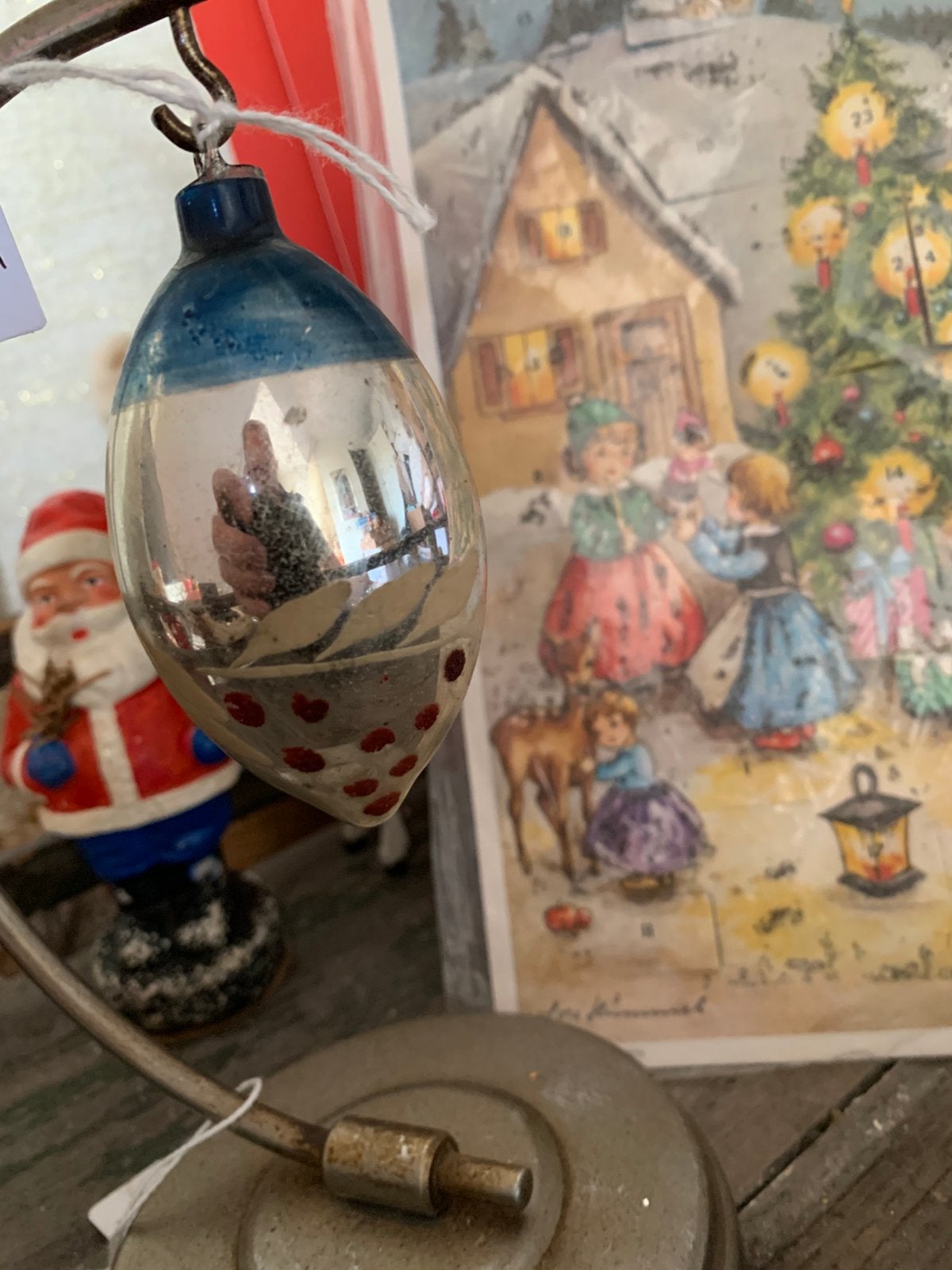 Kerst ajeko glazen oogje handbeschilderd, Gebruikt, T, Ophalen of Verzenden, N
