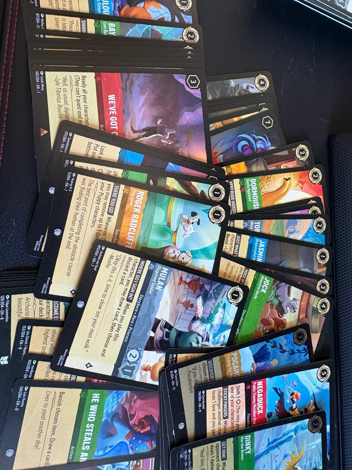 Disney Lorcana kaarten - 155 kaarten, Ophalen of Verzenden, Zo goed als nieuw, Meerdere kaarten, Foil