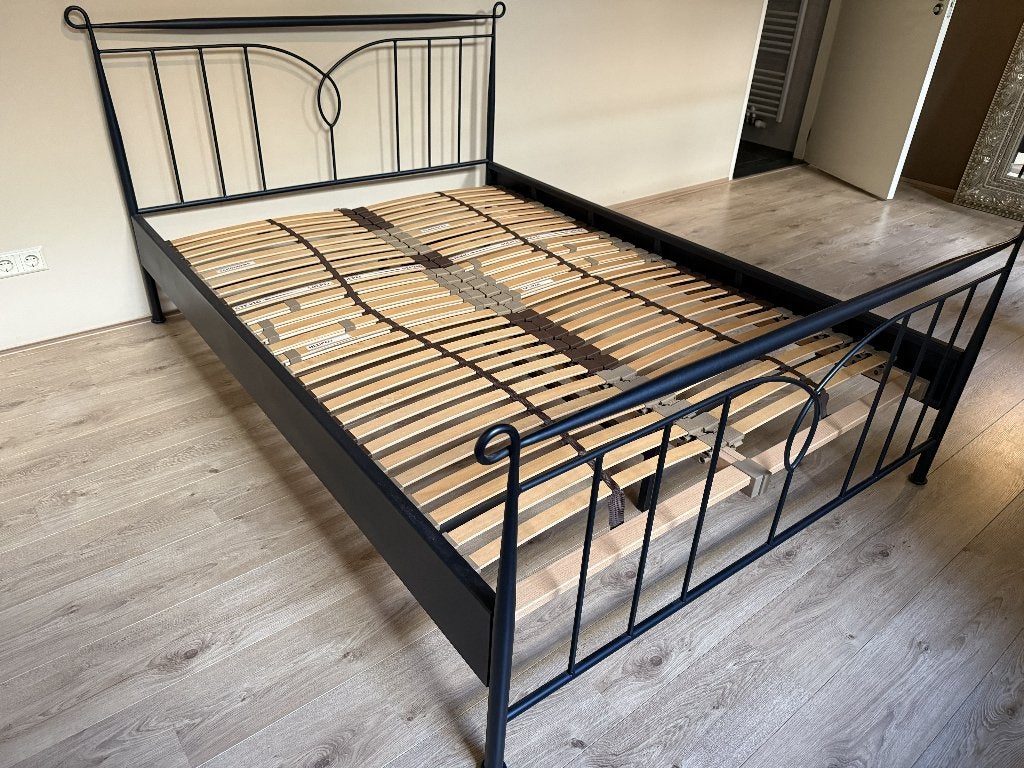2 persoons bed incl lattenbodem, Ophalen, Gebruikt, Wit, Tweepersoons