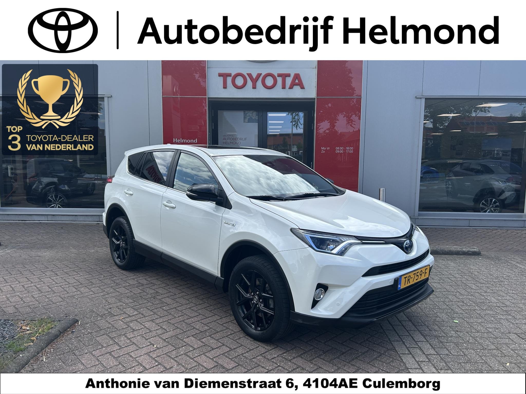 Toyota RAV4 2.5 Hybrid Black Edition Schuif-/kanteldak | AUT, Auto's, Toyota, Gebruikt, Euro 6, Wit, Hybride Elektrisch/Benzine