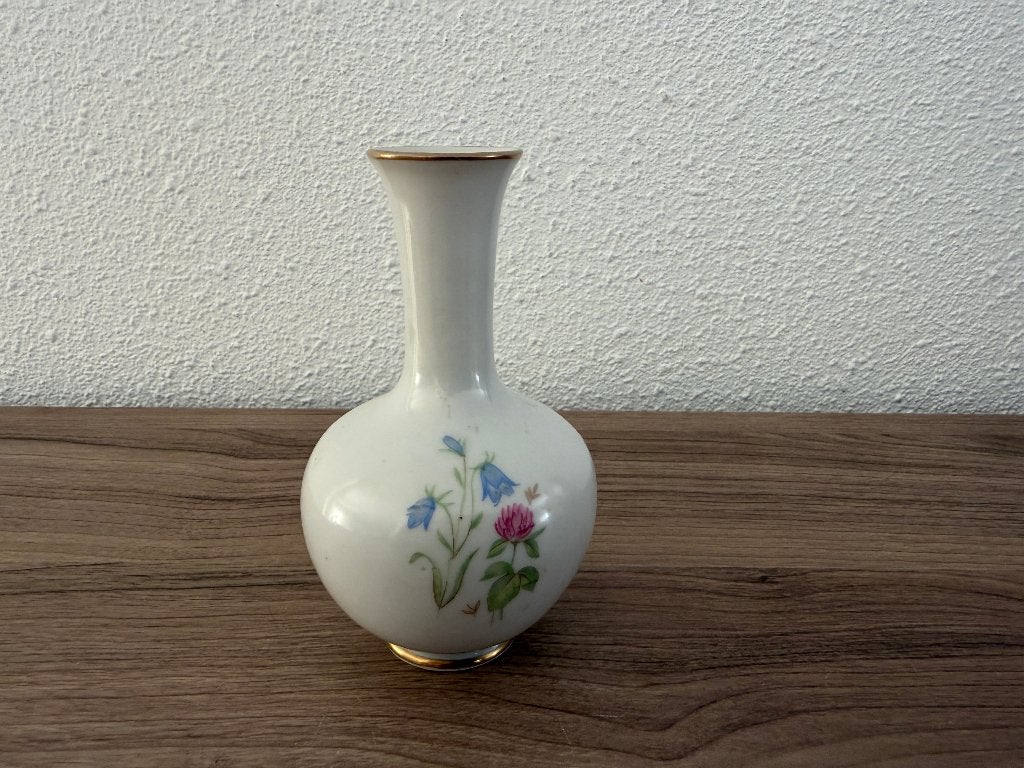 Klein antiek porseleinen vaasje met bloemmotieven Hackefors, Antiek en Kunst, Ophalen of Verzenden