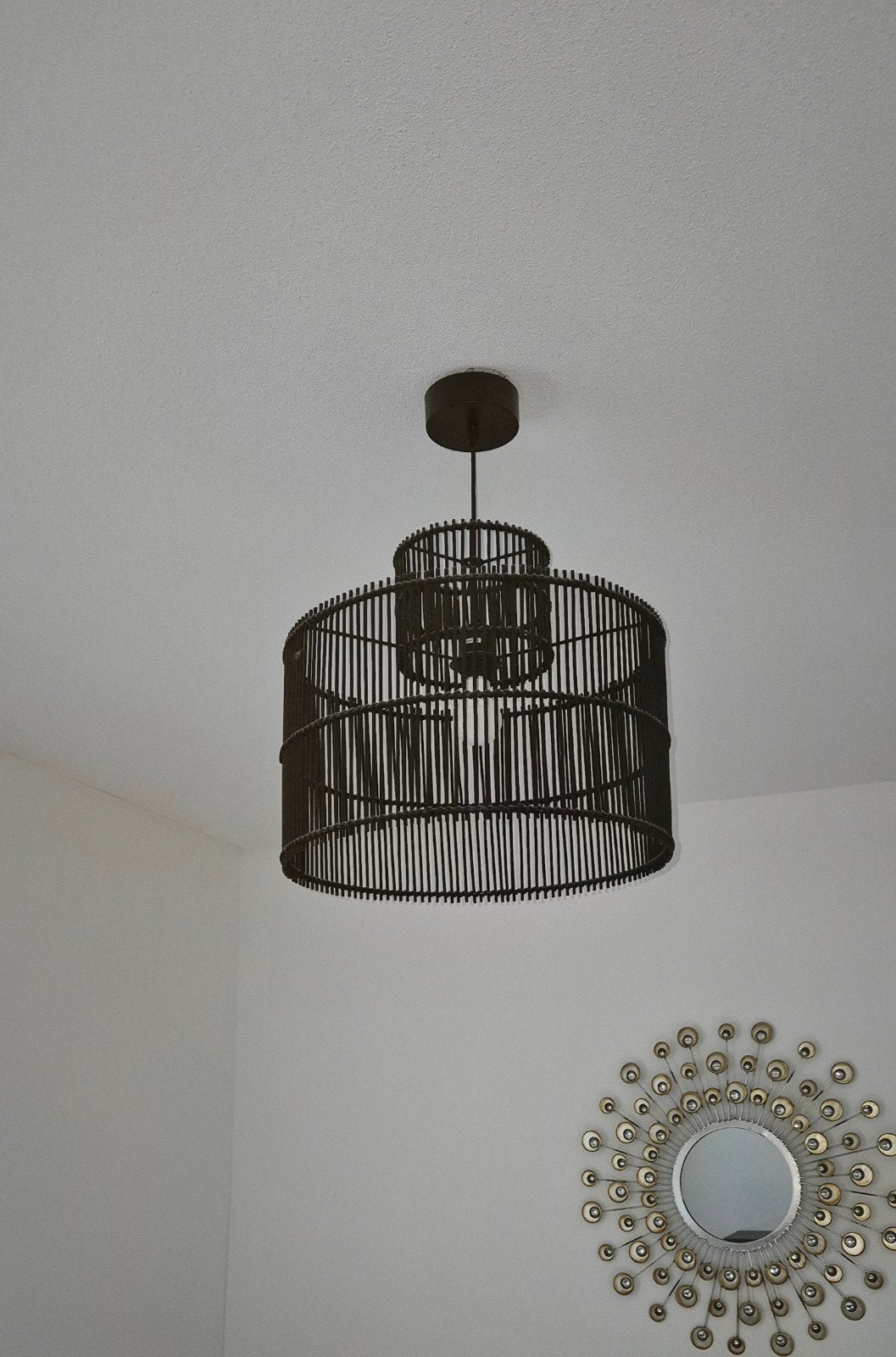 Zara RotanHanglamp - 45 cm diameter, Ophalen of Verzenden, Zo goed als nieuw, Natuurlijk materiaal, Boho, Scandinavisch, Modern