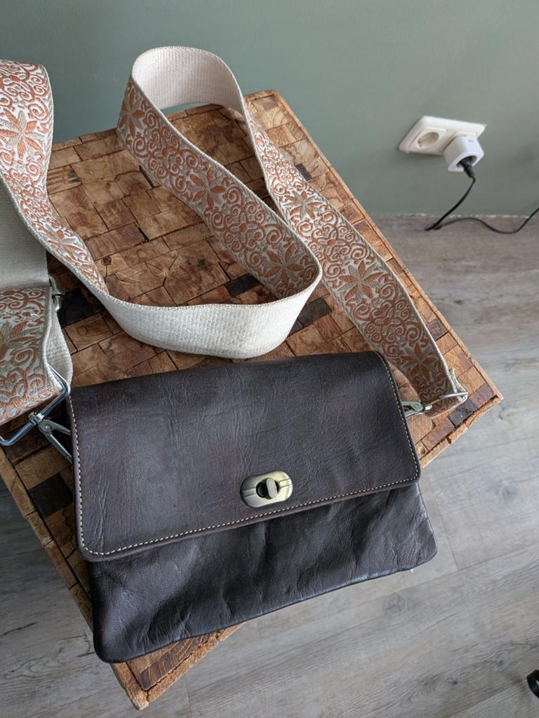 Leren tas van kamelen leer, Overige merken, Gebruikt, Bruin, Ophalen of Verzenden