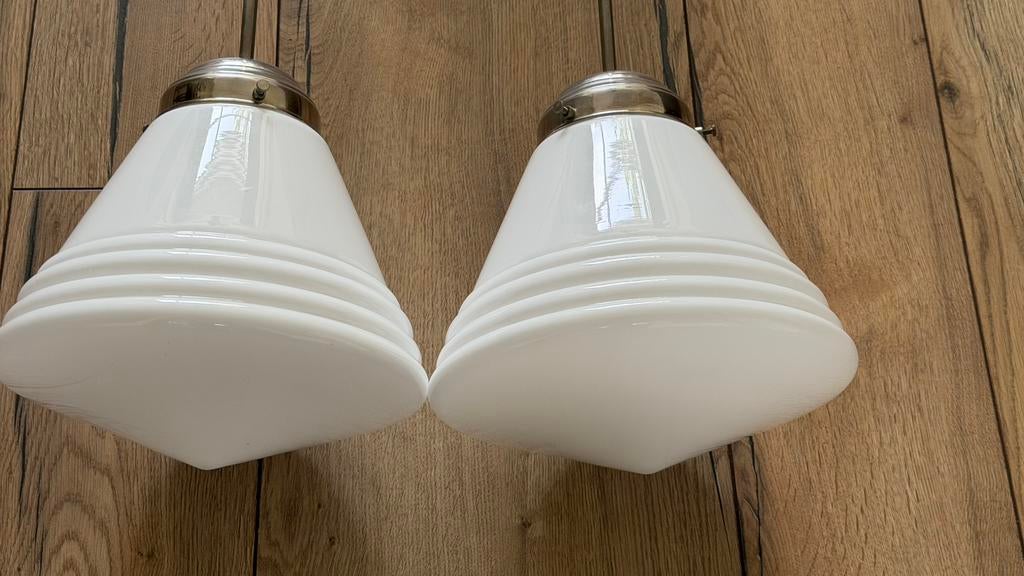 Vintage hanglamp Pendellamp schoollamp Gispen Giso art deco, Gebruikt, Art deco Gispen Giso jaren 30 schoollamp, Ophalen of Verzenden