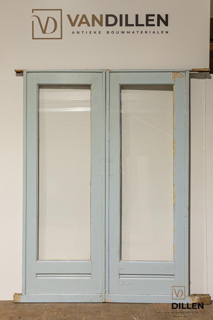 Set oude en-suite / schuifdeuren 203.5 x 145 blank glas, Ophalen, Gebruikt, 120 cm of meer, Binnendeur