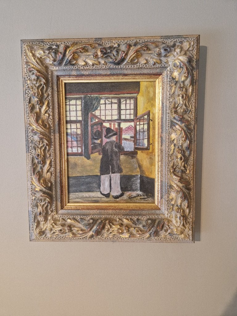 "De man aan het venster" - Henri de Braekeleer, Doek, Portret of Personen, Impressionistisch, Ophalen of Verzenden