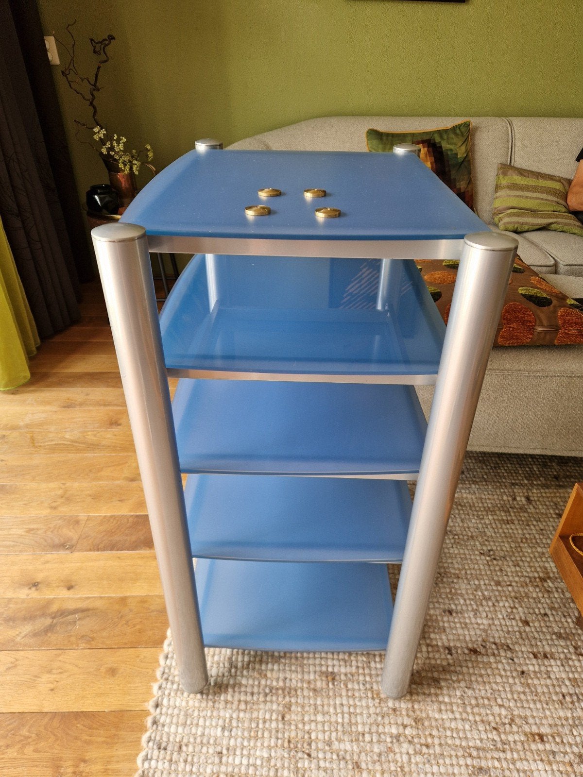 Soundstyle Hifi Audio Rack - Blauw Glas en Metaal, Ophalen, Gebruikt, Glas, Cd's
