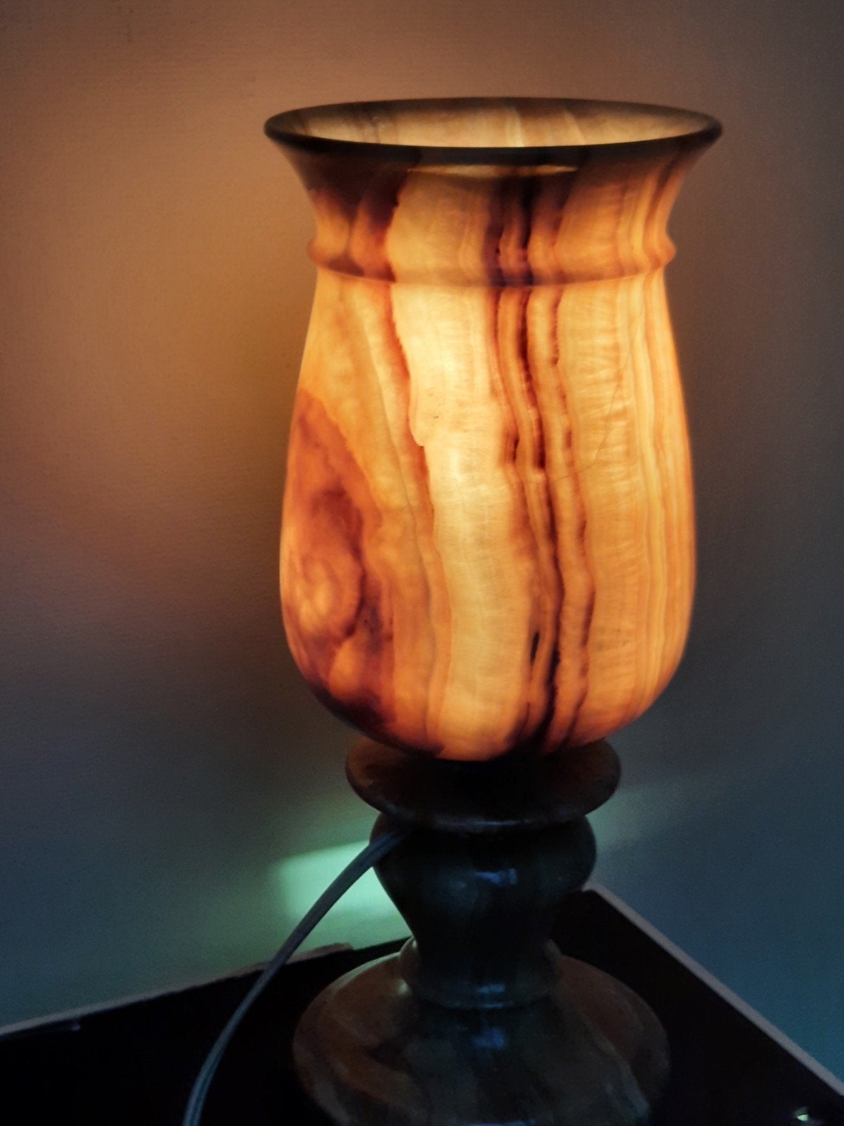 Bruine marmeren lamp, Ophalen of Verzenden