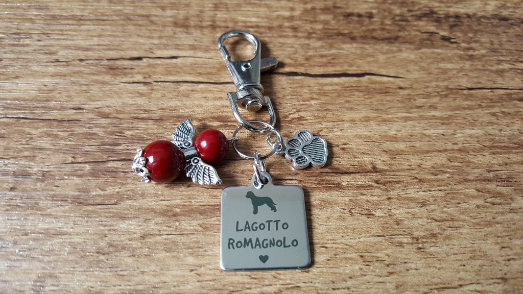 Sleutelhanger Lagotto romagnolo RVS met beschermengeltje, Verzenden, Nieuw