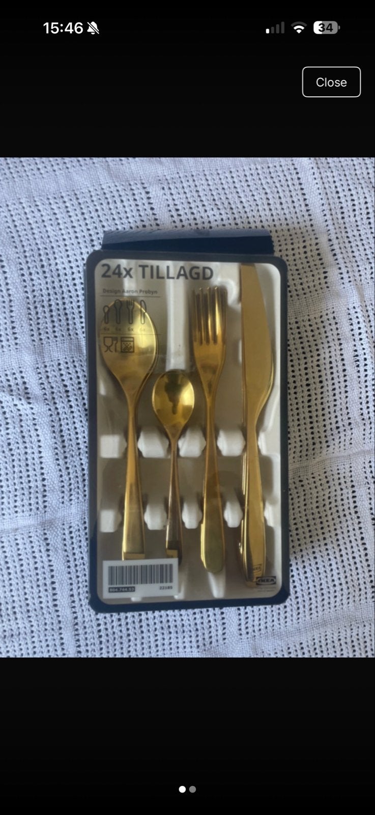 IKEA TILLAGD Bestekset Goudkleurig - 24-delig, Bestekset, Overige typen, Ophalen of Verzenden, Rvs of Chroom