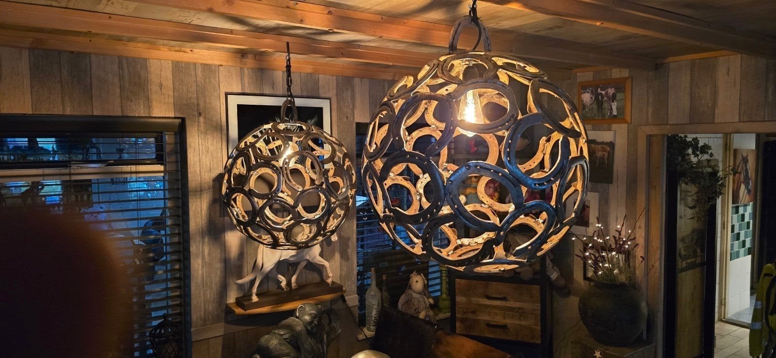 Hanglamp vloerlamp ornament hoefijzerlamp paard pony, Huis en Inrichting, Ophalen of Verzenden, 50 tot 75 cm